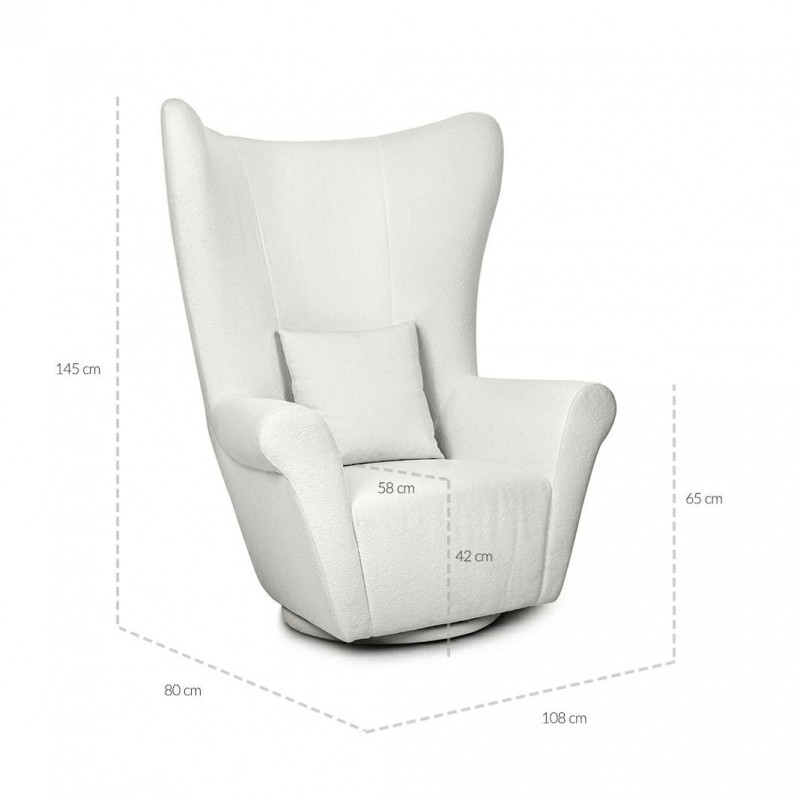 Mamaison Fotel Obrotowy Grosdos Biały /   Chenille
