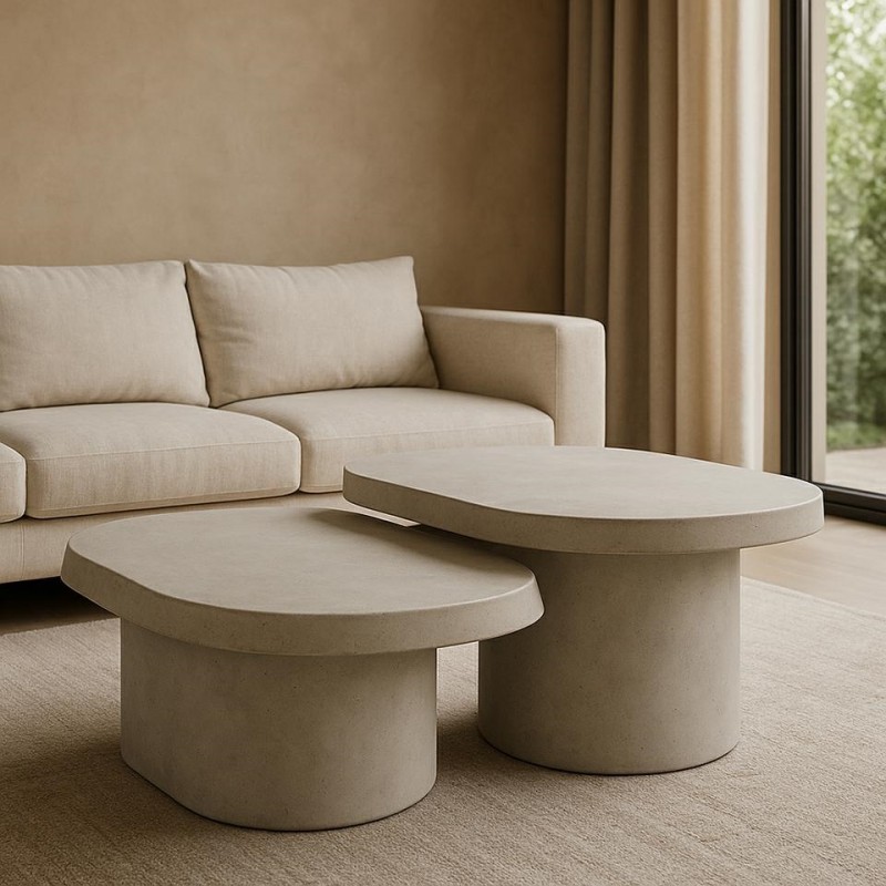 Mamaison Zestaw Stolików Kawowych Otto    Beżowy