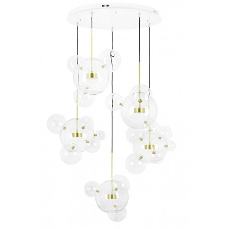 Moosee Lampa Wisząca Capri Disc 5 Złota   - 300 Led, Aluminium, Szkło