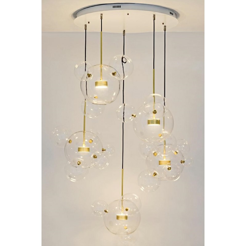 Moosee Lampa Wisząca Capri Disc 5 Złota   - 300 Led, Aluminium, Szkło