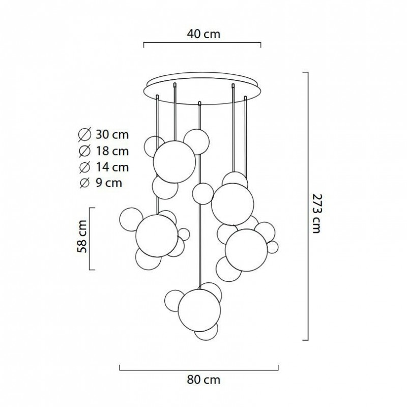 Moosee Lampa Wisząca Capri Disc 5 Złota   - 300 Led, Aluminium, Szkło