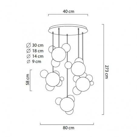 Moosee Lampa Wisząca Capri Disc 5 Złota   - 300 Led, Aluminium, Szkło