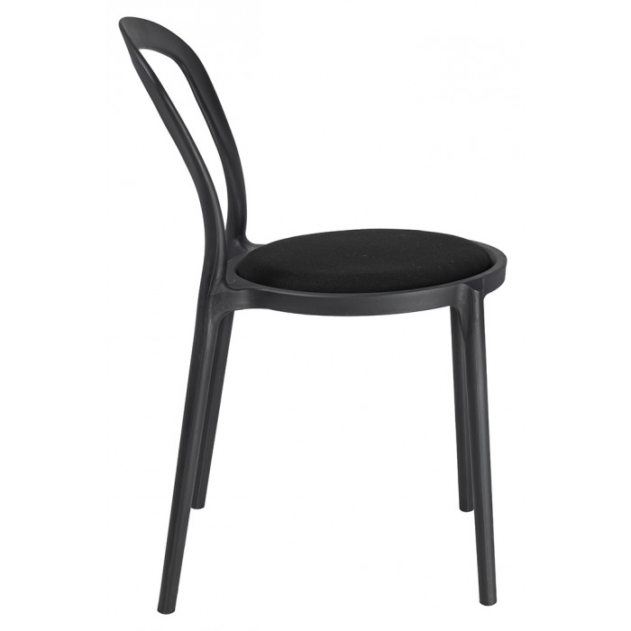Krzesło Slim Czarne - Polipropylen,  Tkanina