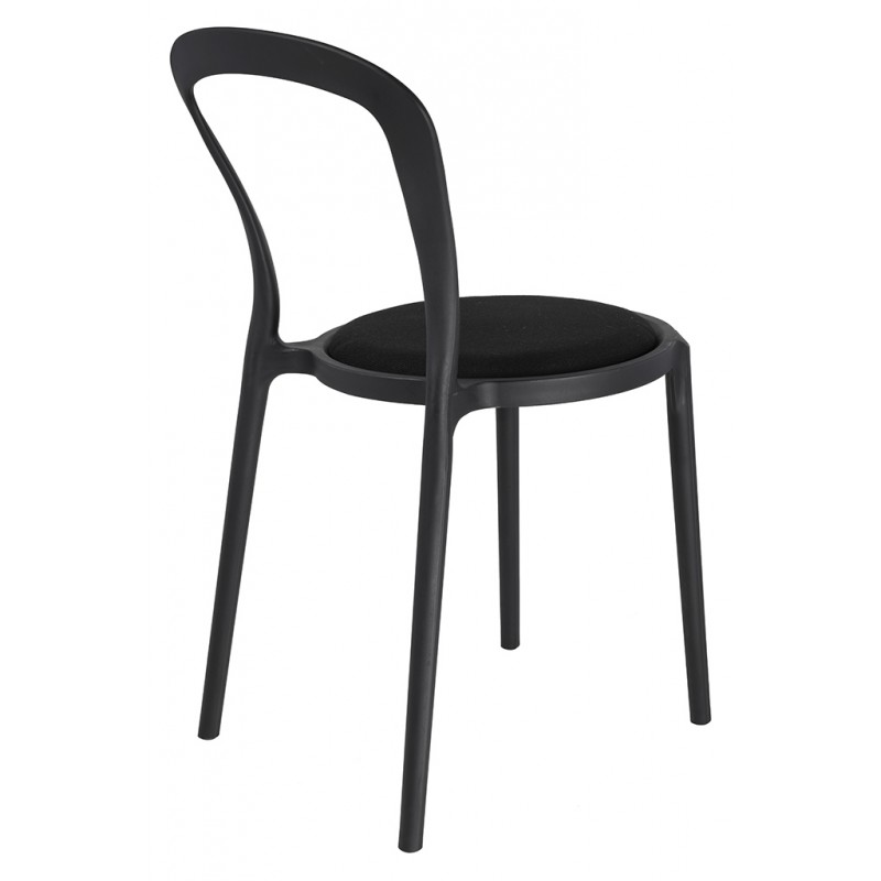 Krzesło Slim Czarne - Polipropylen,  Tkanina