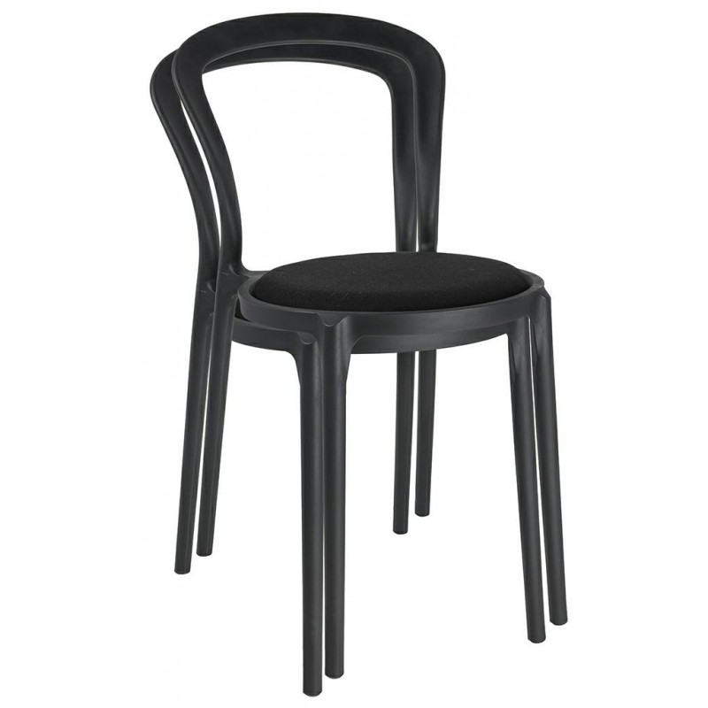 Krzesło Slim Czarne - Polipropylen,  Tkanina