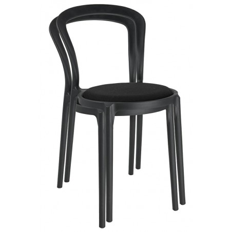 Krzesło Slim Czarne - Polipropylen,  Tkanina