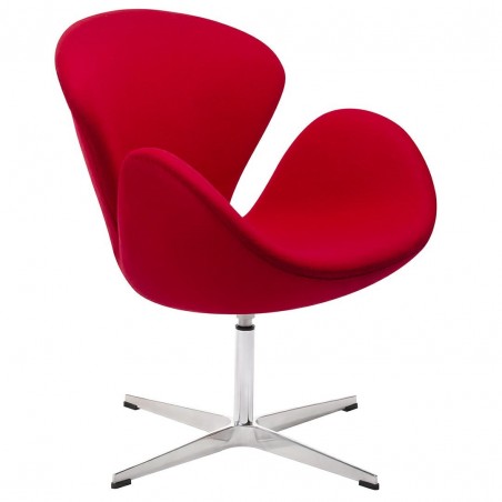 Fotel Swan Wool Premium Czerwony -  Wełna, Podstawa Stal