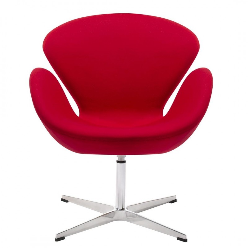 Fotel Swan Wool Premium Czerwony -  Wełna, Podstawa Stal