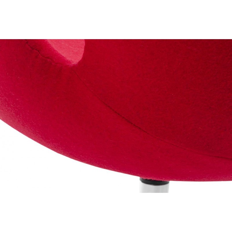Fotel Swan Wool Premium Czerwony -  Wełna, Podstawa Stal