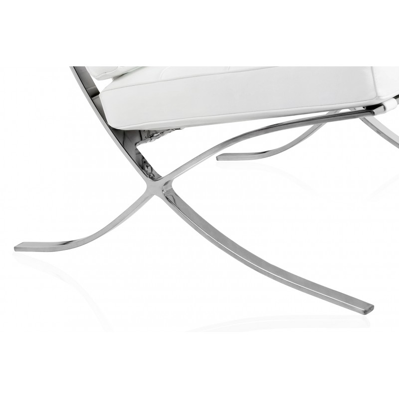 Fotel BARCELON PRESTIGE PLUS biały - włoska selekcjonowana skóra naturalna, stal