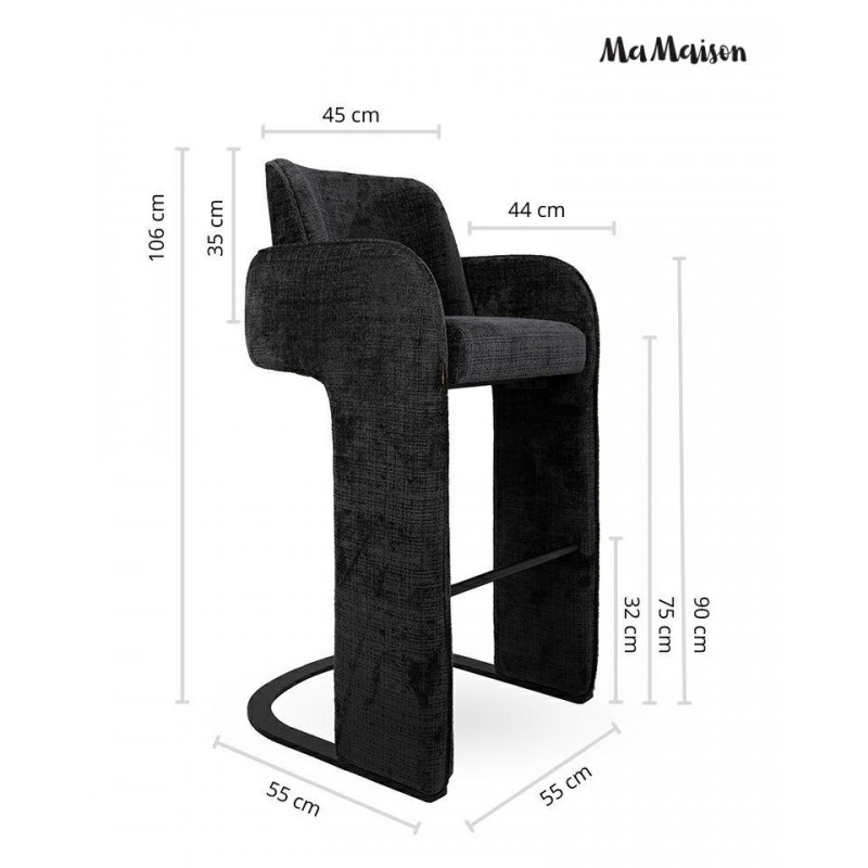 Mamaison Krzesło Barowe Bora Czarne