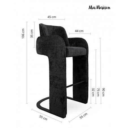 Mamaison Krzesło Barowe Bora Czarne