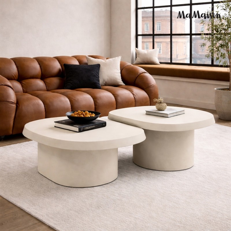 Mamaison Zestaw Stolików Kawowych Otto    Beżowy