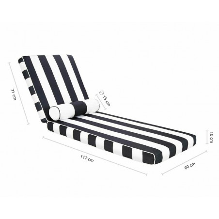 Materac ogrodowy AZURE z poduszką biało-czarny