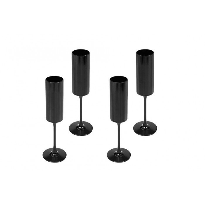 Komplet 4 Kieliszków Do Szampana Shp      Curly Czarny