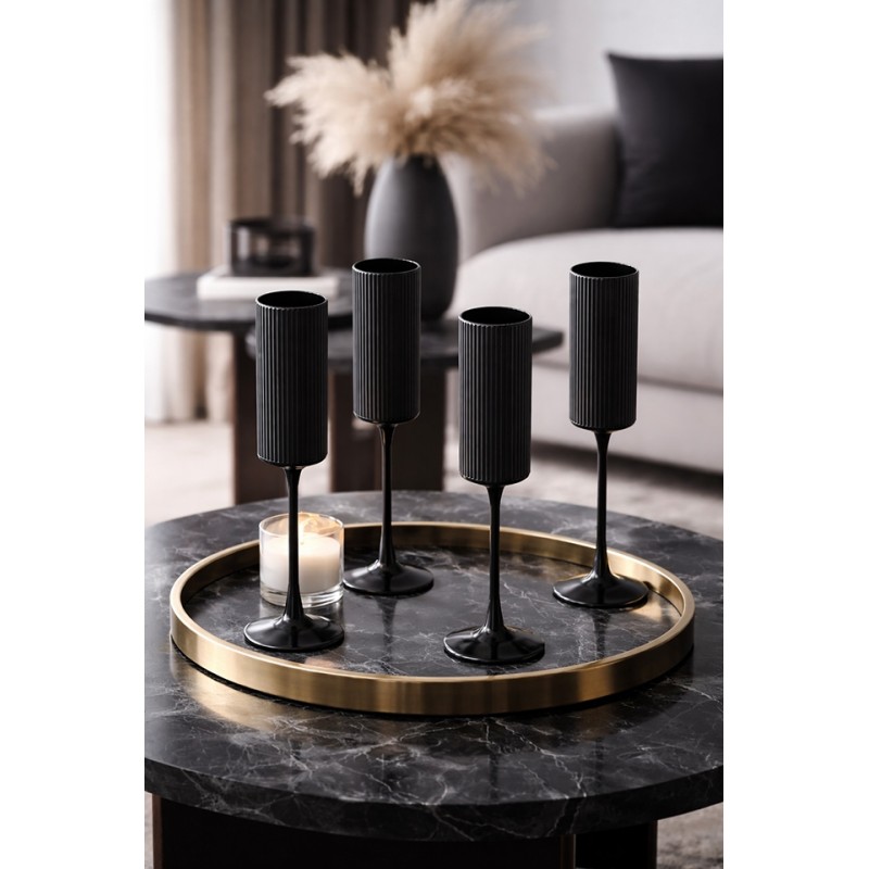 Komplet 4 Kieliszków Do Szampana Shp      Curly Czarny