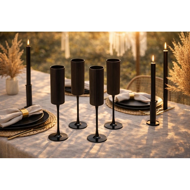 Komplet 4 Kieliszków Do Szampana Shp      Curly Czarny