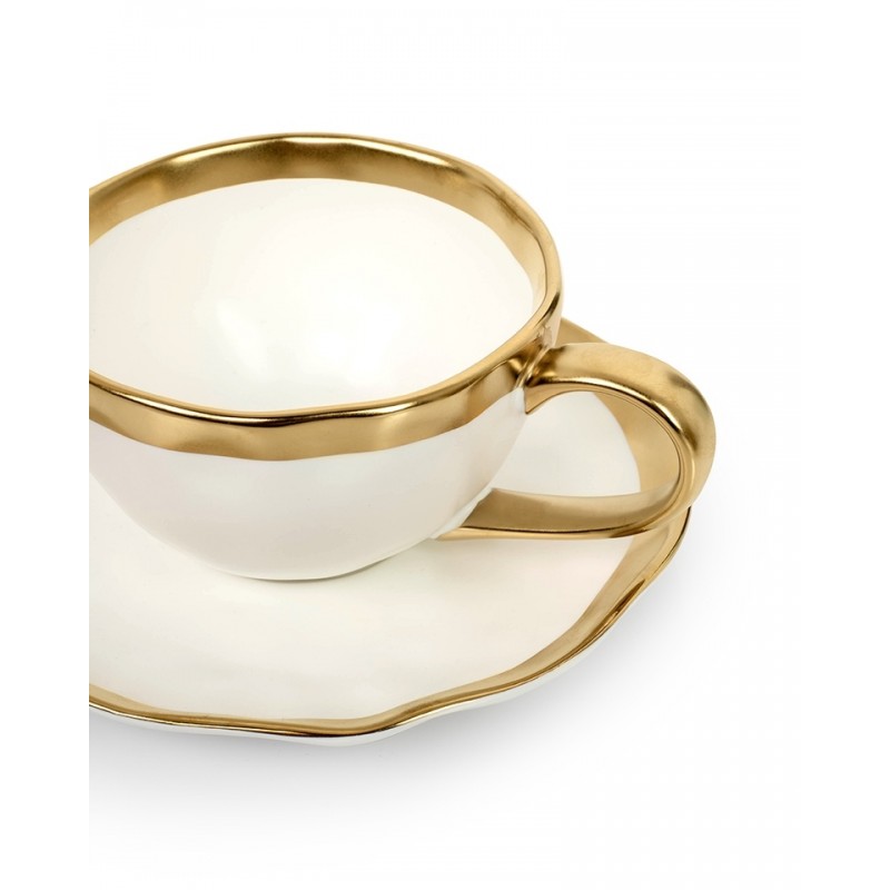 Kare Komplet 4 Filiżanek Bell             Biało-Złoty