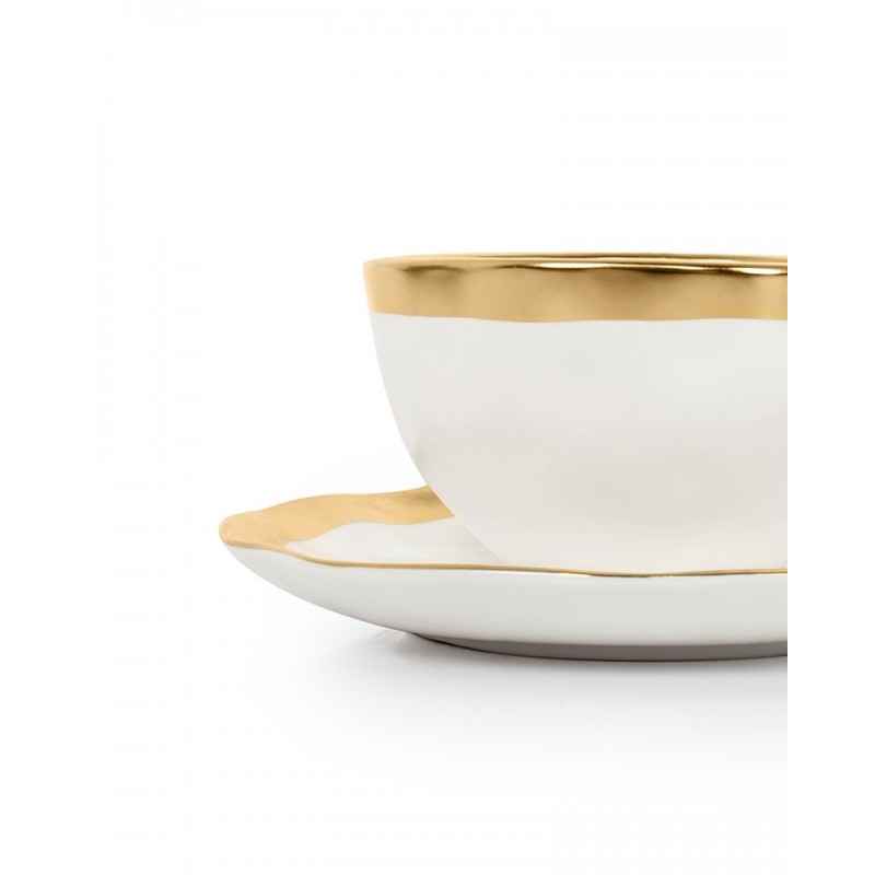 Kare Komplet 4 Filiżanek Bell             Biało-Złoty