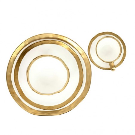 Kare Komplet 4 Filiżanek Bell             Biało-Złoty