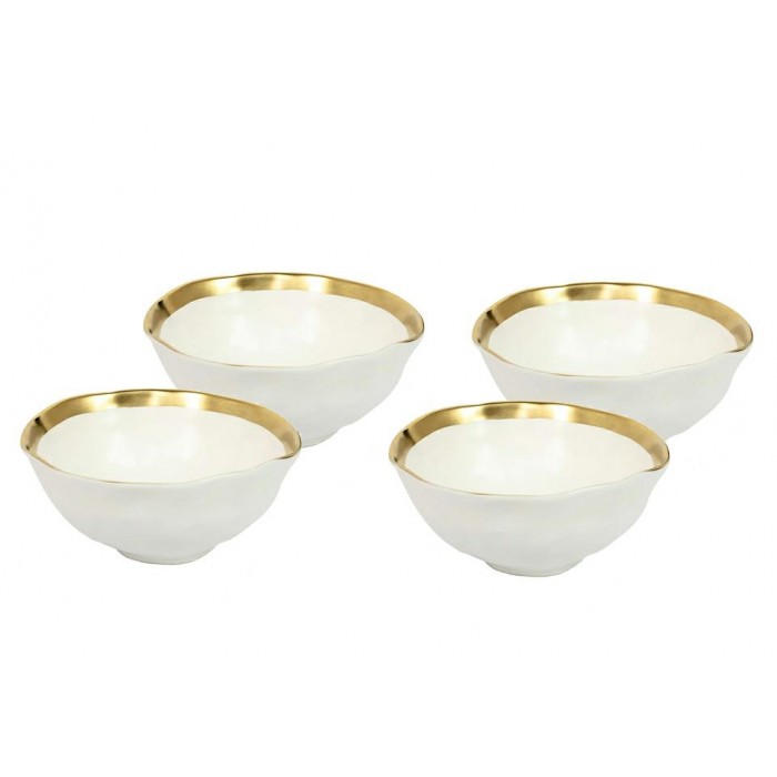 Kare Komplet 4 Misek Bell 15 Cm           Biało-Złoty