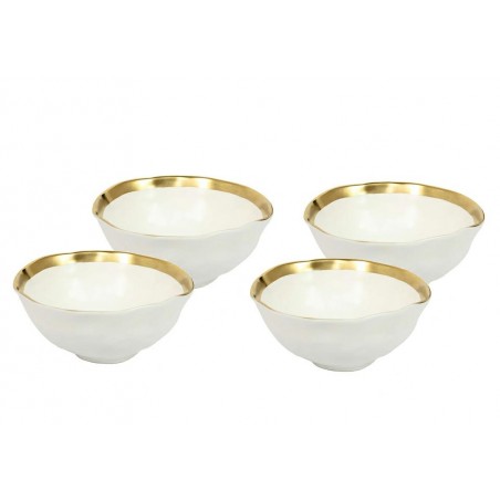 Kare Komplet 4 Misek Bell 15 Cm           Biało-Złoty