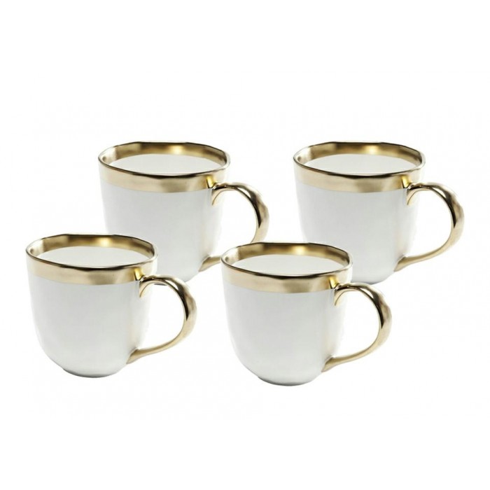 Kare Komplet 4 Kubków Bell Biało-Złoty