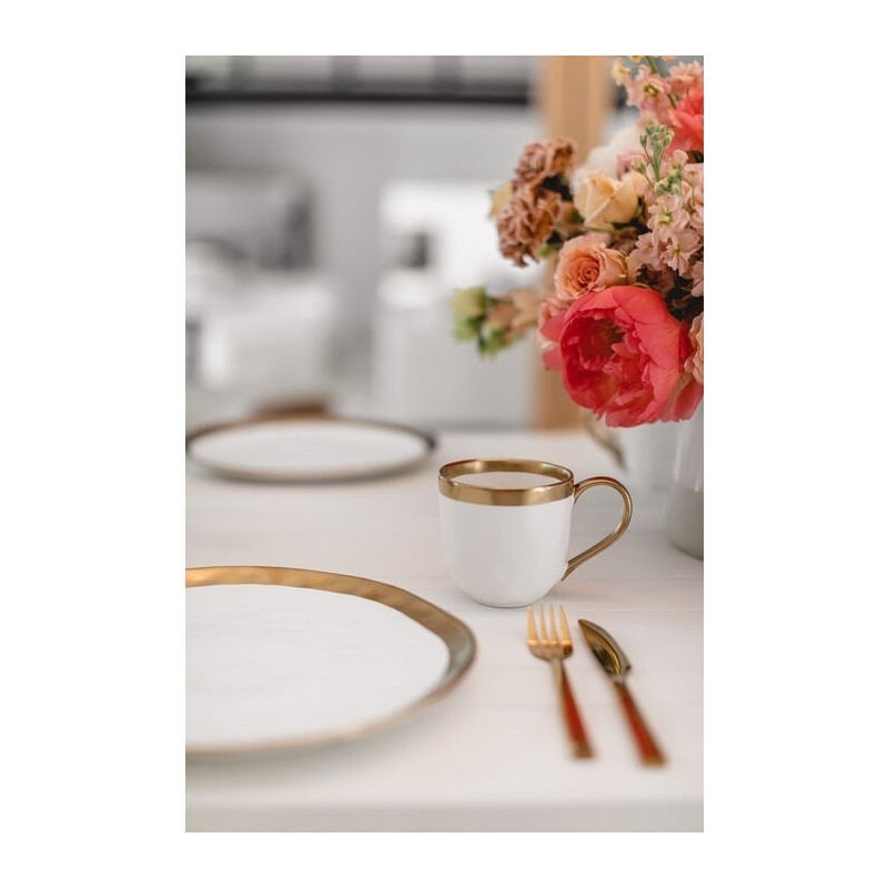 Kare Komplet 4 Kubków Bell Biało-Złoty