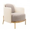 Fotel Venice Tkanina Pepitka              Biało-Brązowa - Złota Podstawa, Beżowa Ekoskóra
