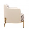 Fotel Venice Tkanina Pepitka              Biało-Brązowa - Złota Podstawa, Beżowa Ekoskóra