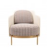 Fotel Venice Tkanina Pepitka              Biało-Brązowa - Złota Podstawa, Beżowa Ekoskóra
