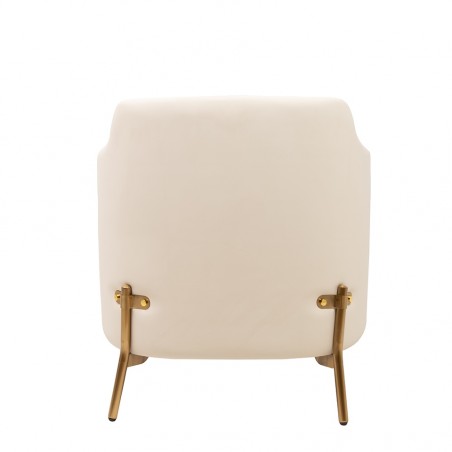 Fotel Venice Tkanina Pepitka              Biało-Brązowa - Złota Podstawa, Beżowa Ekoskóra