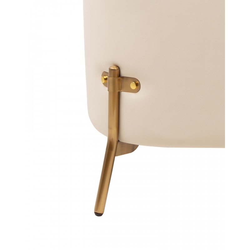 Fotel Venice Tkanina Pepitka              Biało-Brązowa - Złota Podstawa, Beżowa Ekoskóra