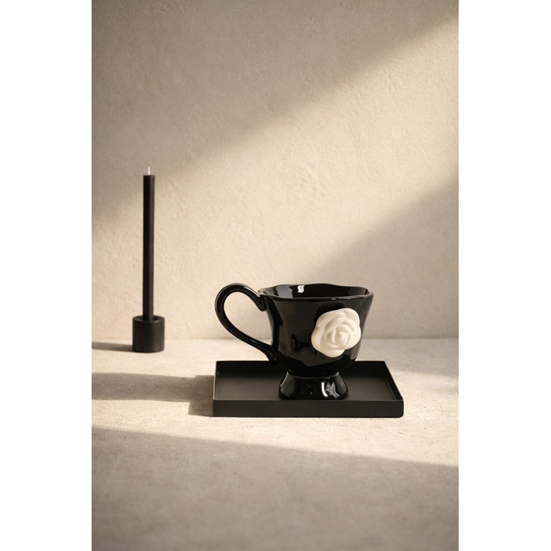 Kubek Shp Biała Róża Czarny