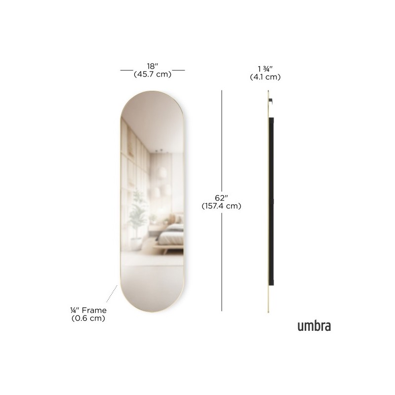 Umbra Lustro Ścienne Hubba 62 X 18 Cm     Mosiądz