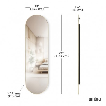 Umbra Lustro Ścienne Hubba 62 X 18 Cm     Mosiądz