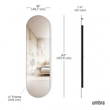 Umbra Lustro Ścienne Hubba 62 X 18 Cm     Tytan