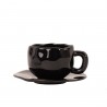 Filiżanka Ze Spodkiem Shp Biała Róża      Coco Czarna