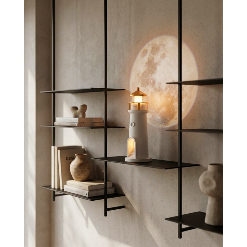 Lampka Nocna Z Projektorem Shp            Lighthouse Biało-Złota