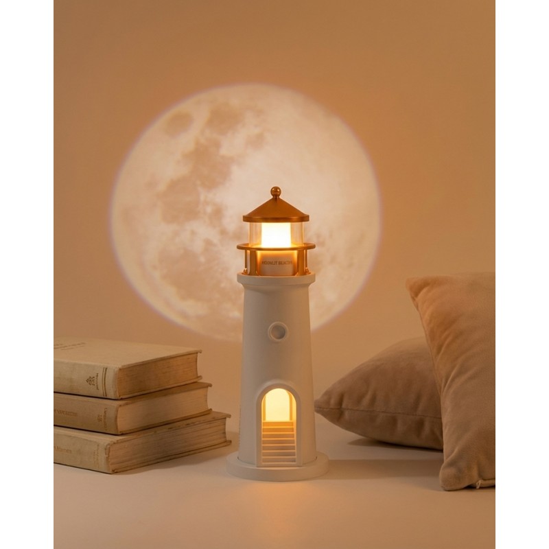 Lampka Nocna Z Projektorem Shp            Lighthouse Biało-Złota