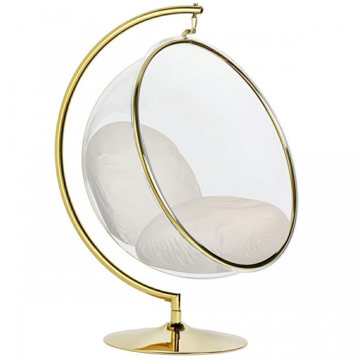 Fotel Bubble Stand Gold Velvet Poduszka Beżowa