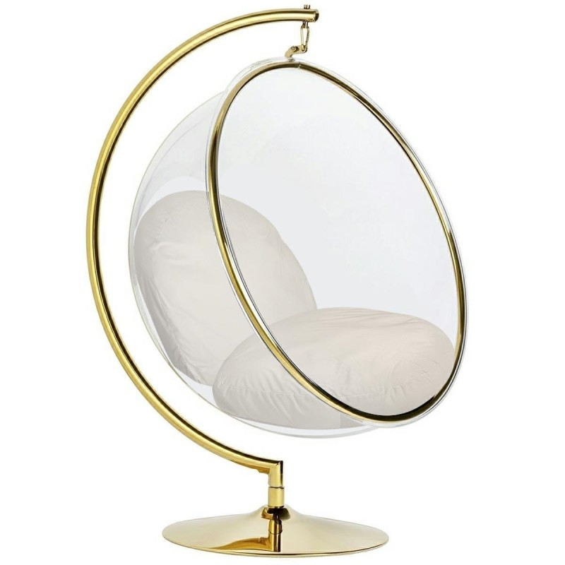 Fotel Bubble Stand Gold Velvet Poduszka Beżowa