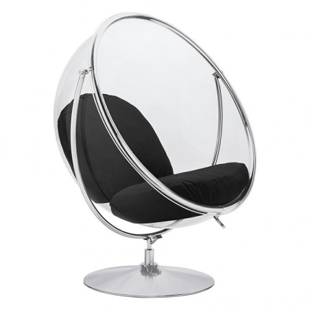 Fotel Bubble Stand 2 Poduszka Czarna - Akryl, Chrom, Wełna