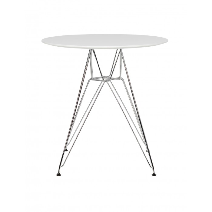 Stół Dsr Fi 70 Biały - Blat Mdf, Podstawa Chromowa