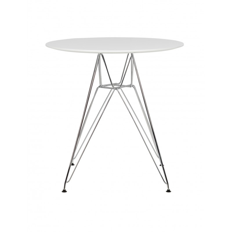 Stół Dsr Fi 70 Biały - Blat Mdf, Podstawa Chromowa