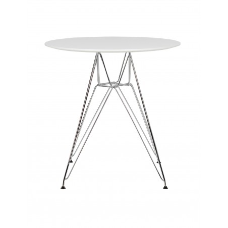 Stół Dsr Fi 70 Biały - Blat Mdf, Podstawa Chromowa