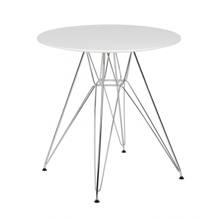 Stół Dsr Fi 70 Biały - Blat Mdf, Podstawa Chromowa