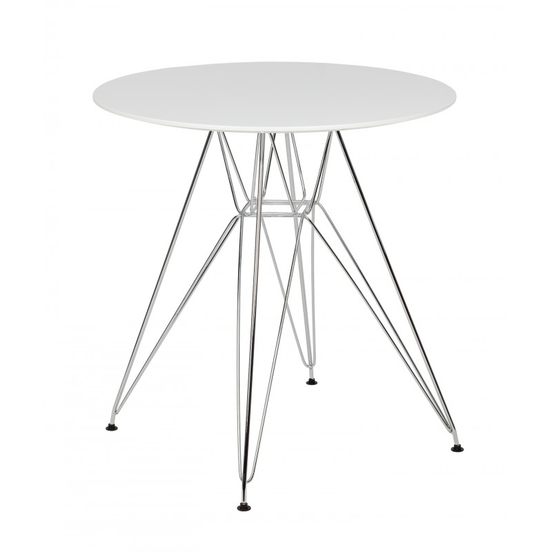 Stół Dsr Fi 70 Biały - Blat Mdf, Podstawa Chromowa