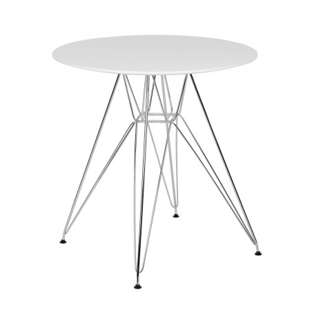 Stół Dsr Fi 70 Biały - Blat Mdf, Podstawa Chromowa