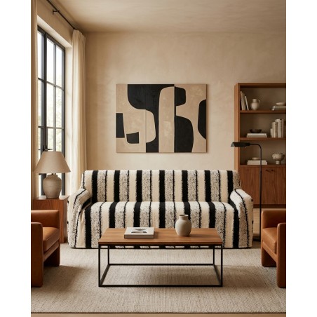 Pokrowiec Na Sofę W Paski Shp Verte       Beżowy / Czarny